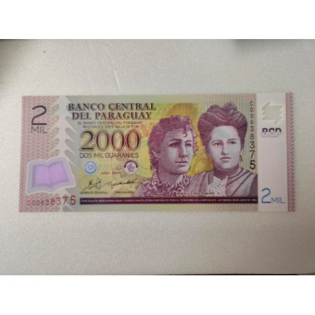 Cédula do Paraguai 2000 guaranis polimero 2011 FE