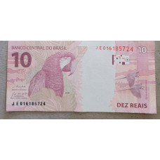 Cédula Brasil 10 reais Letras JE Flor de Estampa