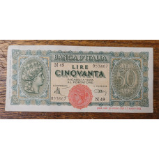 Cédula da Itália 50 liras 1944 P74 Soberba