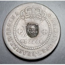 Moeda Brasil Cobre Xl reis 1786 carimbo escudete C322 