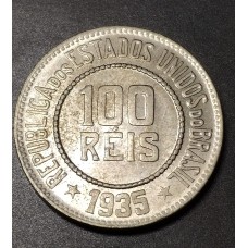 Moeda Brasil 100 reis 1935 Flor de cunho 