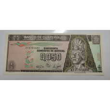 Cédula da Guatemala 50 centavos de quetzal 1989 P72 FE