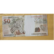 Cédula Brasil 50 reais Letras MD FE