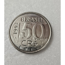 Moeda do Brasil 50 cruzeiros Reais Onça 1993 V434 Soberba