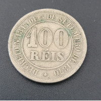 'V013 Moeda brasil 100 reis 1883 império Mbc 