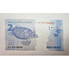 Cédula Brasil 2 reais letras KE Haddad FE