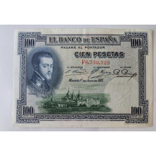 Cédula da Espanha 100 pesetas 1925 Soberba 