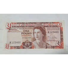Cédula de Gibraltar 1 libra P20b FE 1979 Rainha Elizabeth II