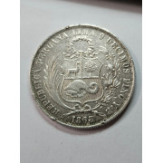 Moeda do Peru 1 sol 1868 prata 25 gramas 