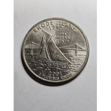 Moeda dos Estados Unidos USA quarter dollar Rhode Island 2001