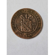 Moeda das Índias Holandesas 1 cent 1858 KM307.1 