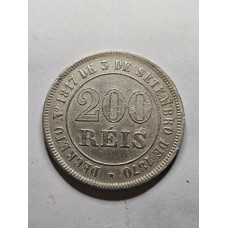 Moeda Brasil 200 reis 1877 Mbc-S Império