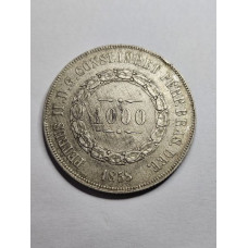 Moeda Brasil Império 1000 reis 1858 mbcS 