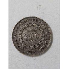 Moeda Brasil 200 reis 1864 imperio prata