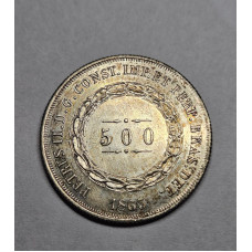 Moeda brasil 500 reis 1863 Soberba prata