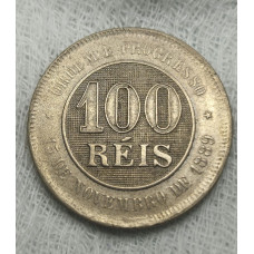 Moeda Brasil 100 reis 1889 republica Soberba cunho rachado 