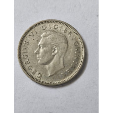 Moeda da Inglaterra 6 pence 1946 prata