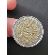 moeda da França 2 euros comemorativa 2012 10 anos do euro