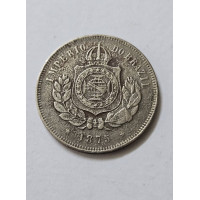 V018 Moeda Brasil império 200 réis 1875 data escassa