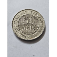 Moeda Brasil império 50 réis 1886 flor de cunho