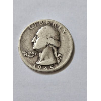 Moeda dos Estados Unidos Quarter dollar 1945 prata 900