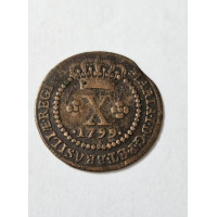 Moeda Brasil X reis 1799 módulo menor C357 Cobre Colonia MBC
