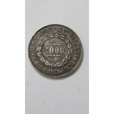 Moeda Brasil 1000 réis 1855 Mbc prata