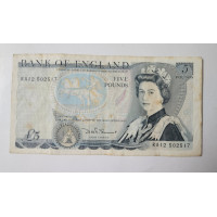 Cédula da Inglaterra 5 libras P389 MBC Rainha Elizabeth II