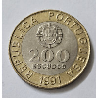 Moeda de Portugal 200 escudos 1991