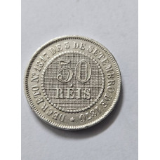 Moeda Brasil império 50 réis 1887 soberba