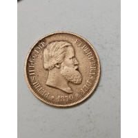 Moeda Brasil  20 Réis 1870 - D. Pedro II (2º Reinado) - Cunhagem com Data de Baixa Tiragem