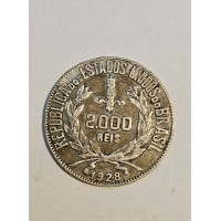 Moeda 2000 Réis do Brasil - 1928 - República prata