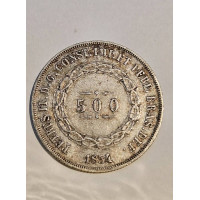 Moeda 500 Réis Brasil Império - 1854 - D. Pedro II Terceiro Sistema MBC