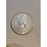 Moeda 25 Centavos de Dólar Canadense - 1965 - Rena prata